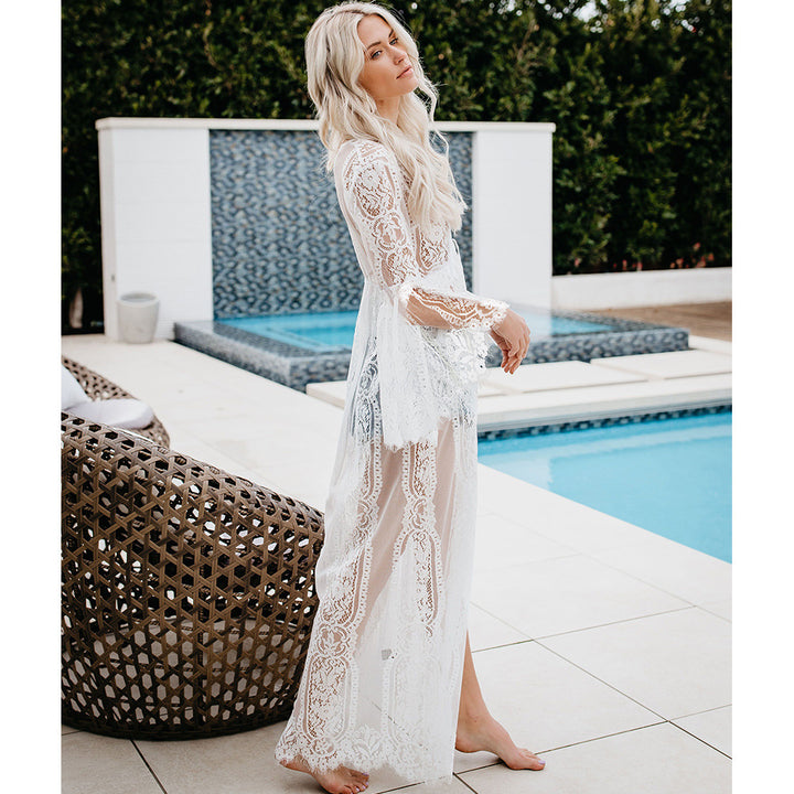 CÉLIANE™ - Sheer Lace Beach Cover-Up