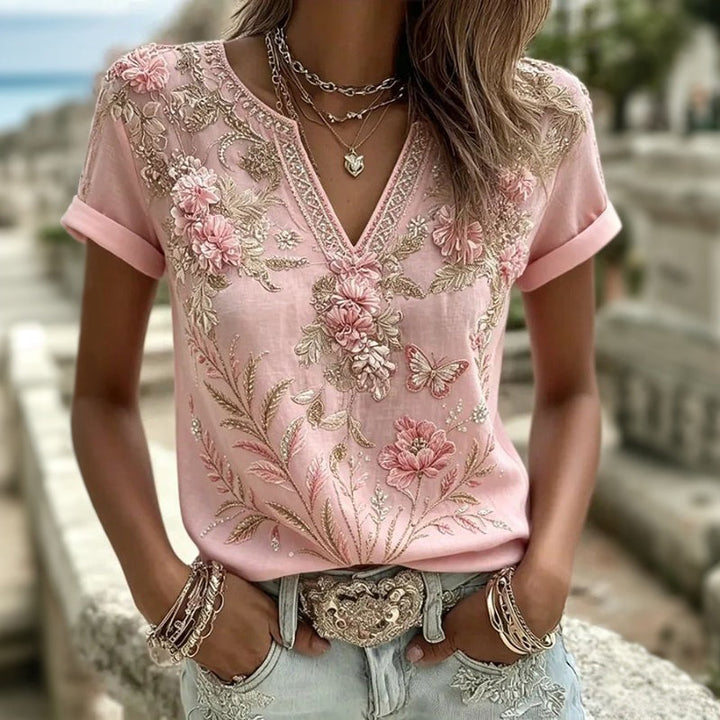 Nerisa™ | Vintage Floral Print Blouse