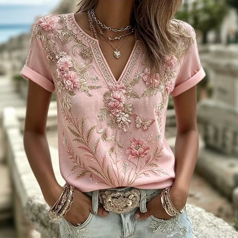 Nerisa™ | Vintage Floral Print Blouse