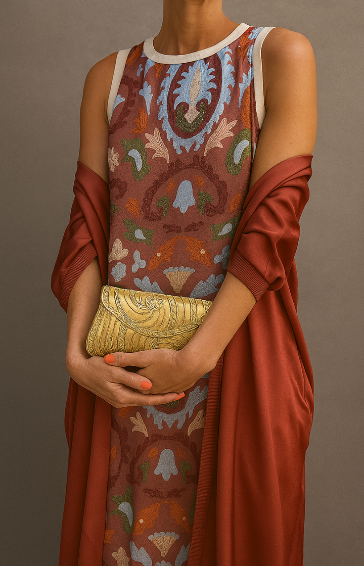 Arlune™ | Printed Maxi Dress And Matching Cardigan Set