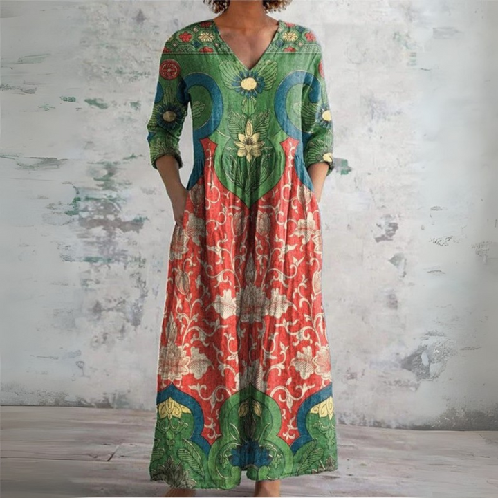 Maribela™ | Vintage Floral Maxi Dress