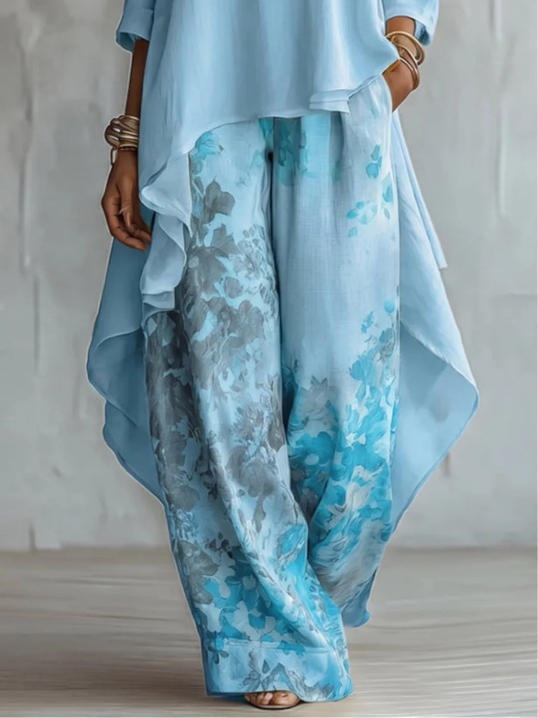 Arlena™ | Flowy Asymmetrical Floral Two Piece Set