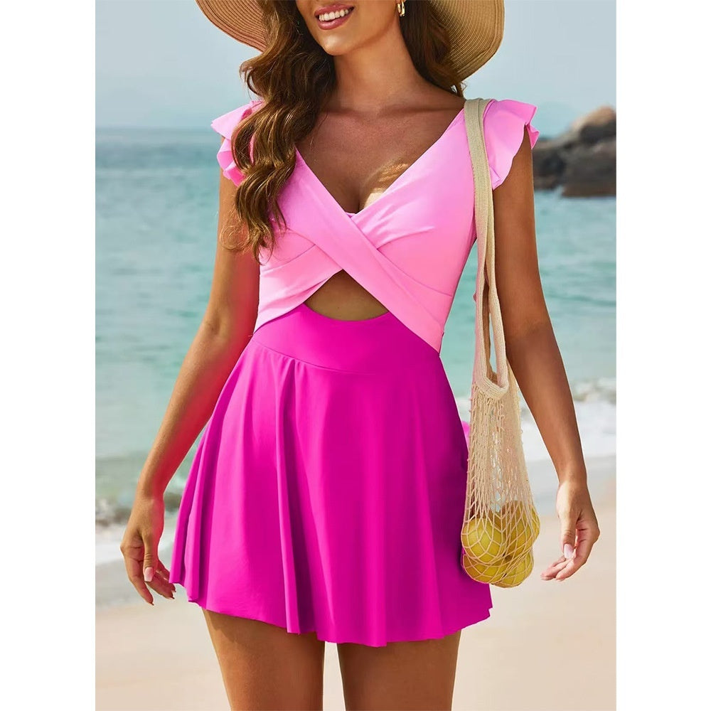 MARINE™ - Striped Ruffle One-Piece Swimsuit