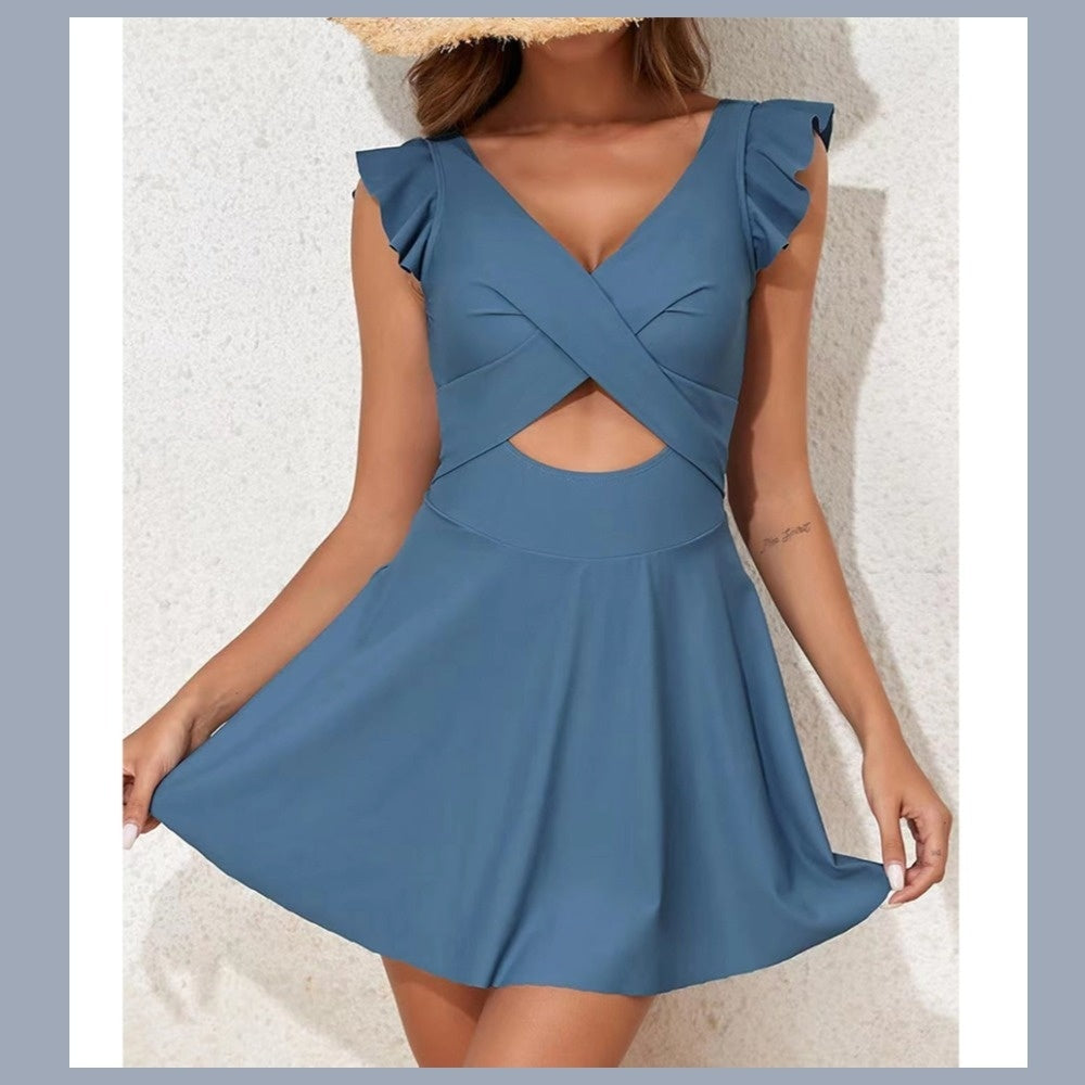 MARINE™ - Striped Ruffle One-Piece Swimsuit