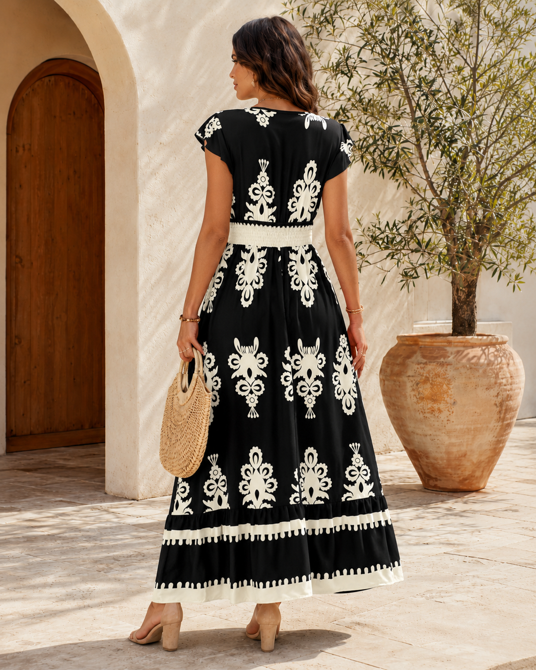 Orlena™ | Boho Tile Print Maxi Dress