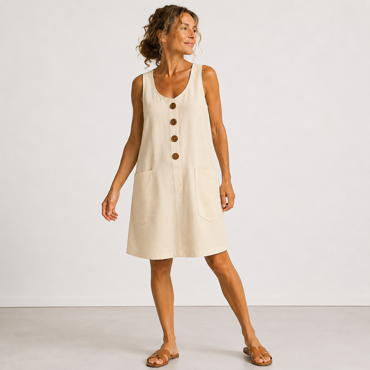 Arlina™ | V-Neck A-Line Midi Dress