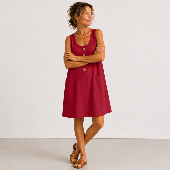 Arlina™ | V-Neck A-Line Midi Dress