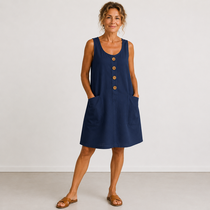Arlina™ | V-Neck A-Line Midi Dress