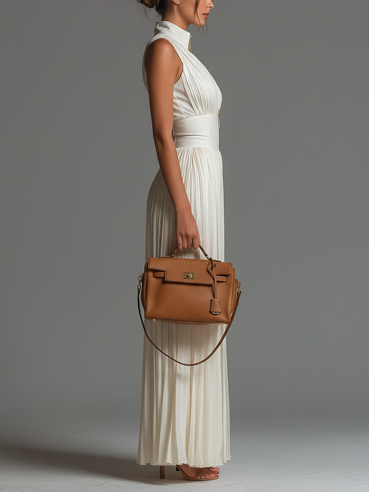 Calindra™ | Elegant Pleated White Jumpsuit