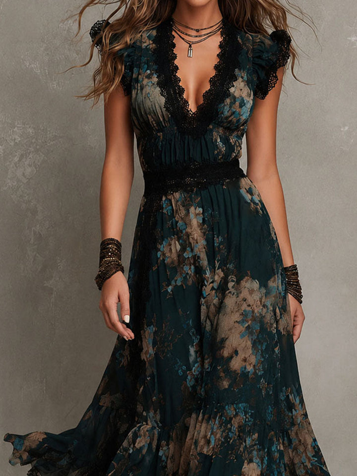 Averine™ | Flowy V-Neck Maxi Dress