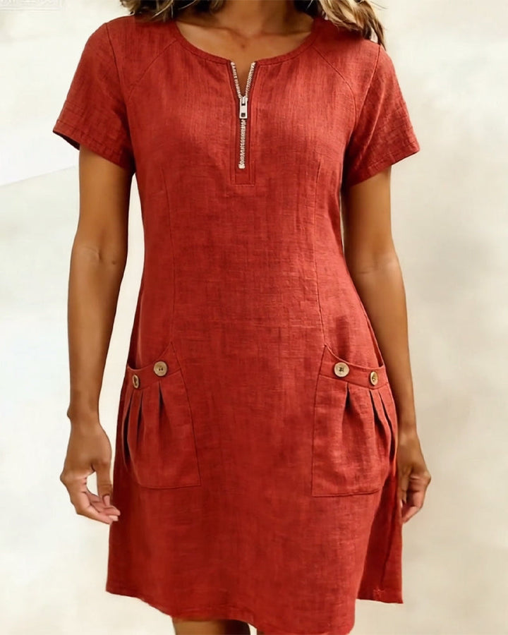 Aisley™ |  Cotton Dress with Zip Closure
