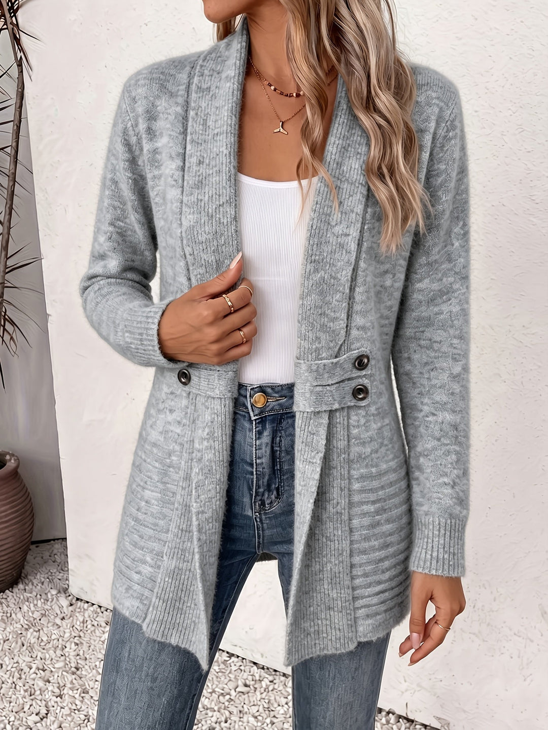 Vivian™ | Open Front Cinched Waist Cardigan