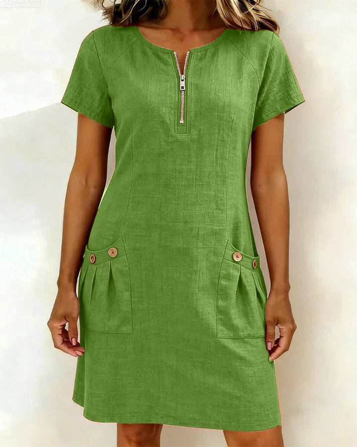Aisley™ |  Cotton Dress with Zip Closure