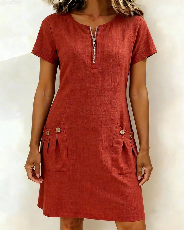Aisley™ |  Cotton Dress with Zip Closure