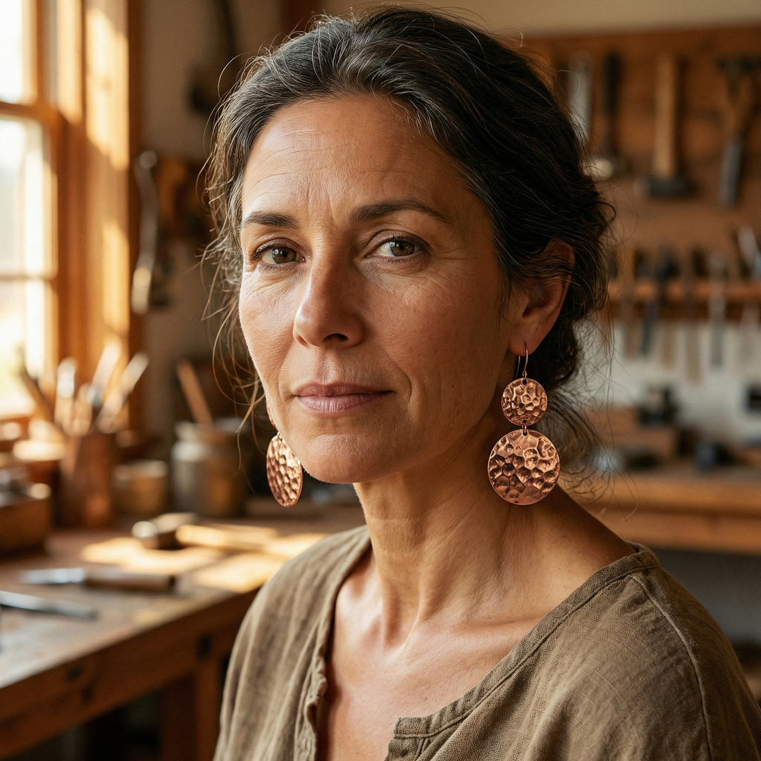 Boucles d'oreilles en cuivre Solstice de Chloé – vue 2