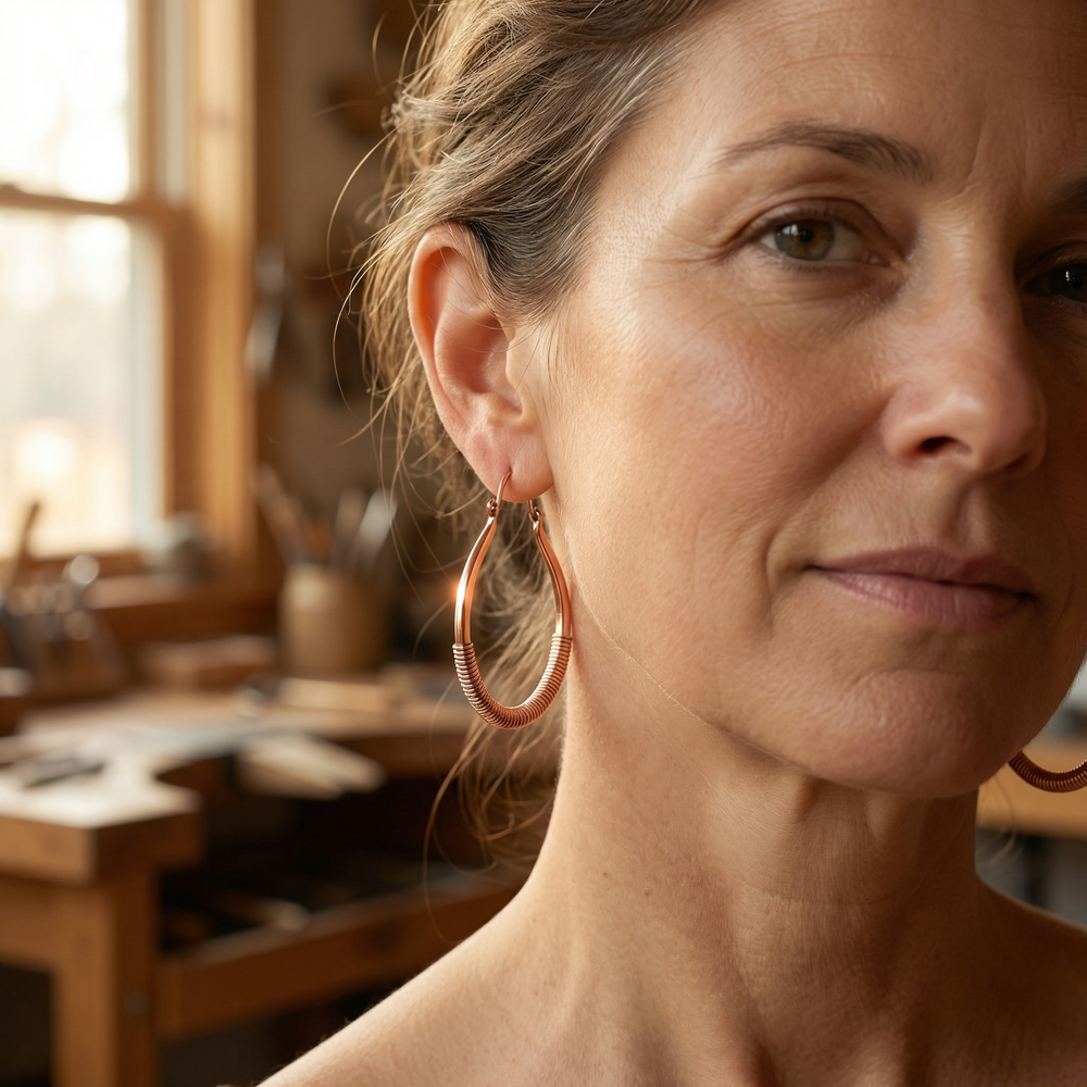 Boucles d'oreilles en cuivre Creek de Chloé – vue 2