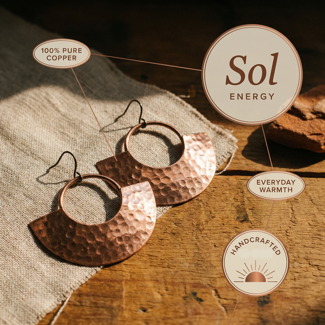 Boucles d'oreilles en cuivre Sol de Chloé – vue 5