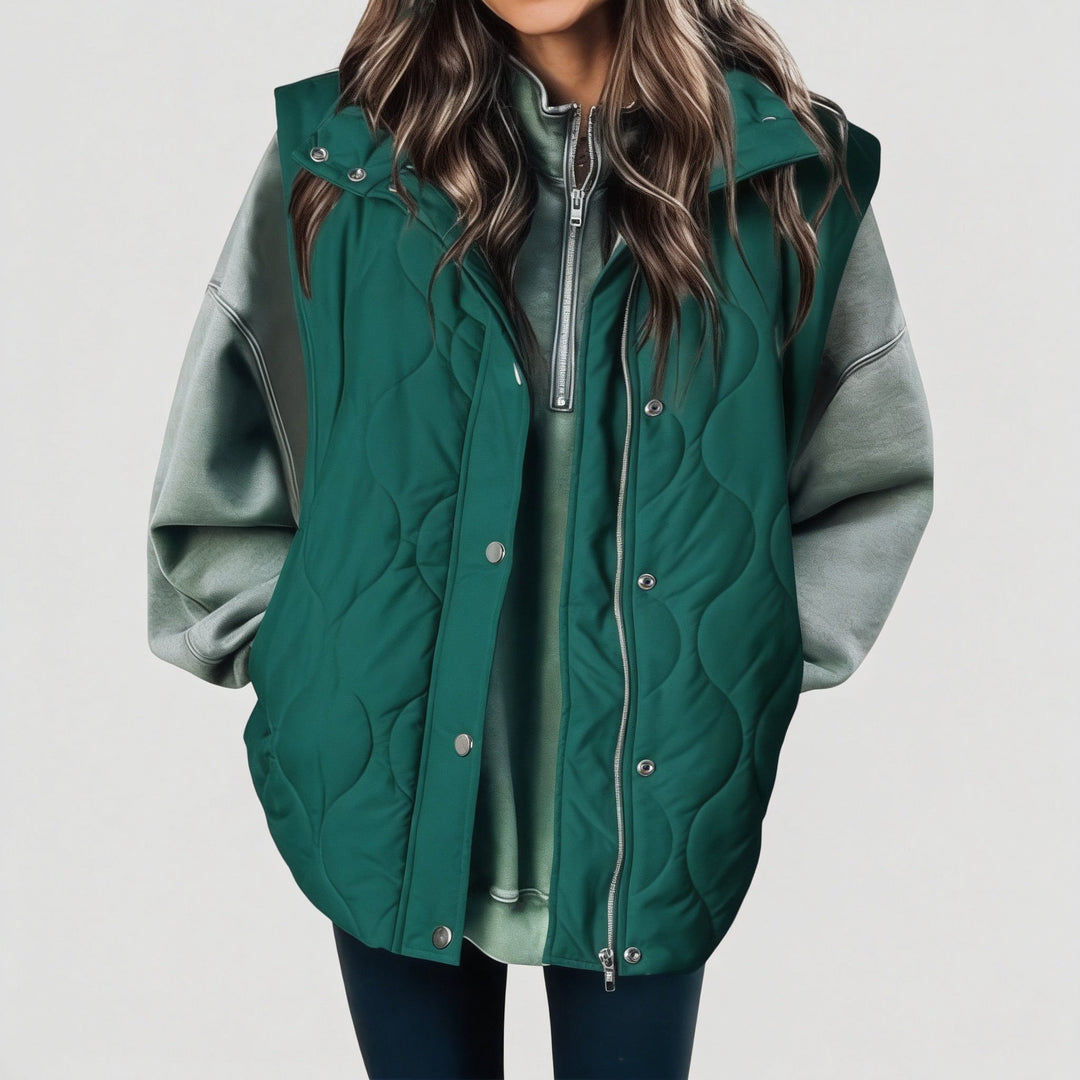 Autumn™ | Quilted Zip Front Snap Button Puffer Vest